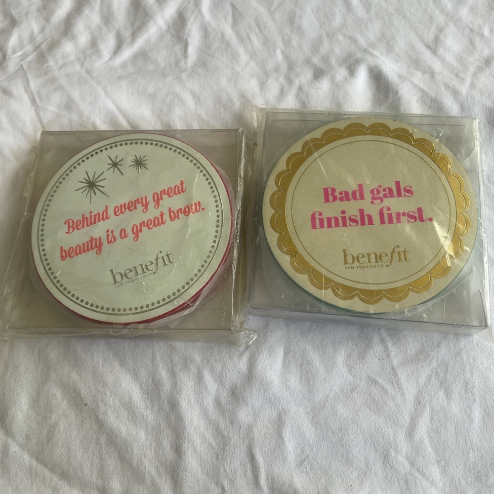 2 sets of Benefit Coasters